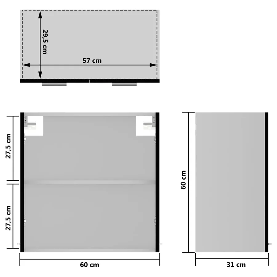 Wall display cabinet "Lyon" Black 60 x 31 x 60 cm Engineered wood - 9