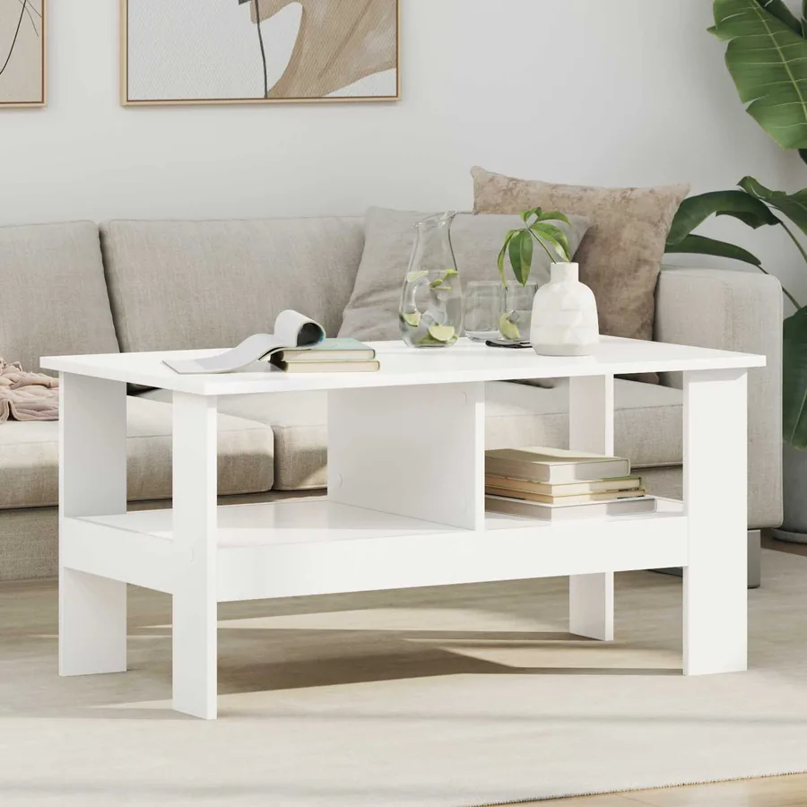 Table basse Blanc 90 x 50 x 45 cm Bois d'ingénierie