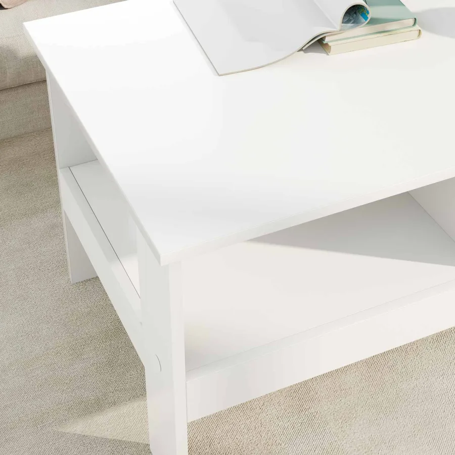 Table basse Blanc 90 x 50 x 45 cm Bois d'ingénierie - 4