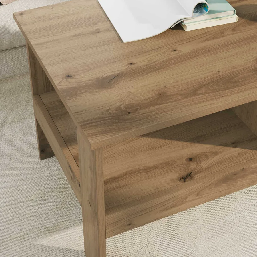 Table basse Chêne artisanal 90 x 50 x 45 cm Bois d'ingénierie - 4