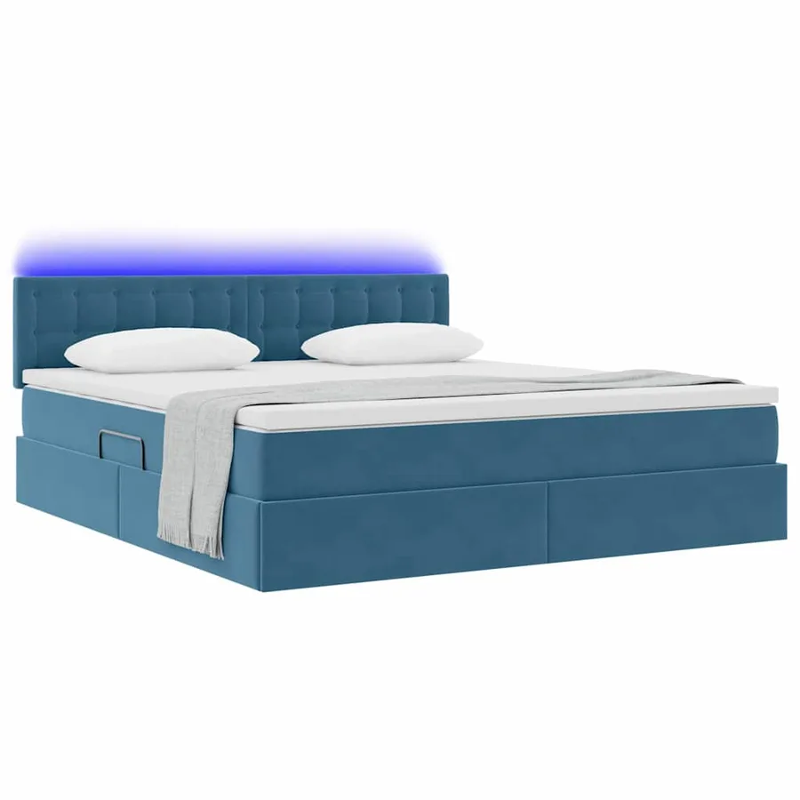 Lit de rangement LED avec matelas Bleu foncé 160 x 200 cm - 3