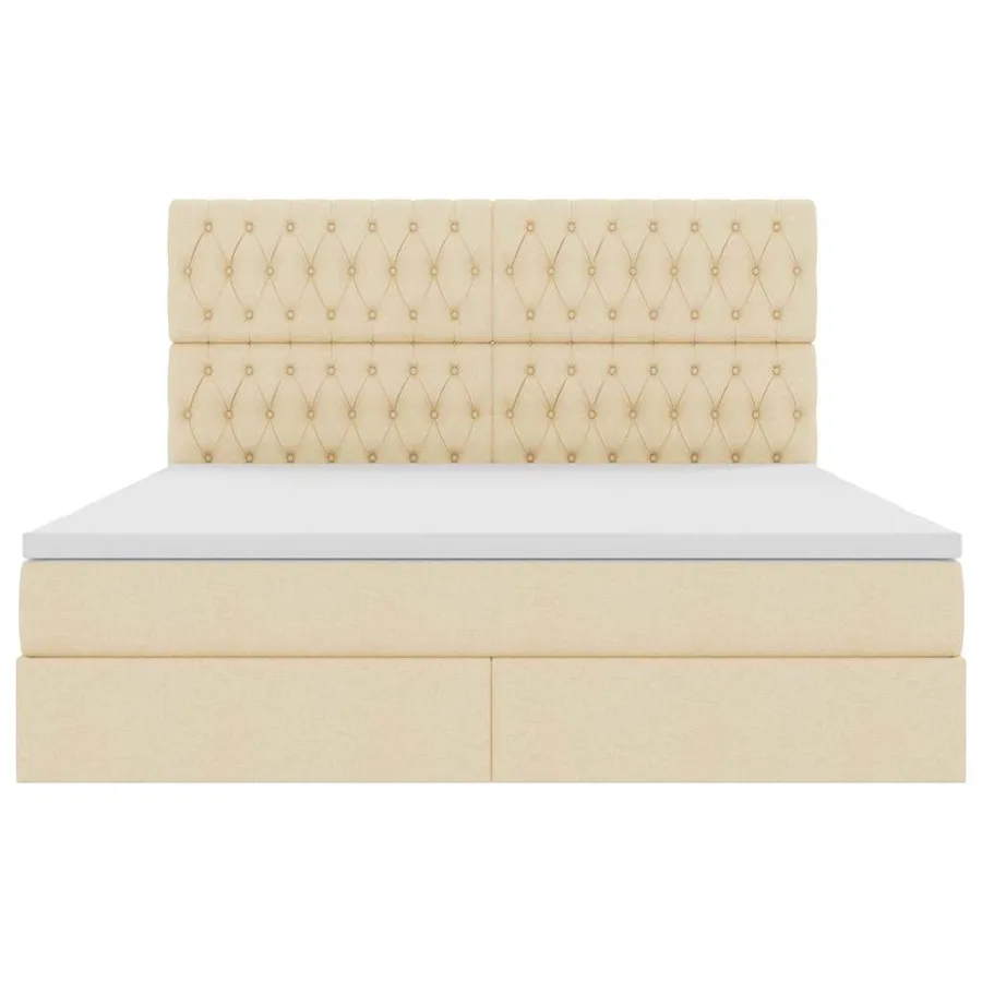 Lit avec rangement et matelas Crème 160 x 200 cm tissu - 7
