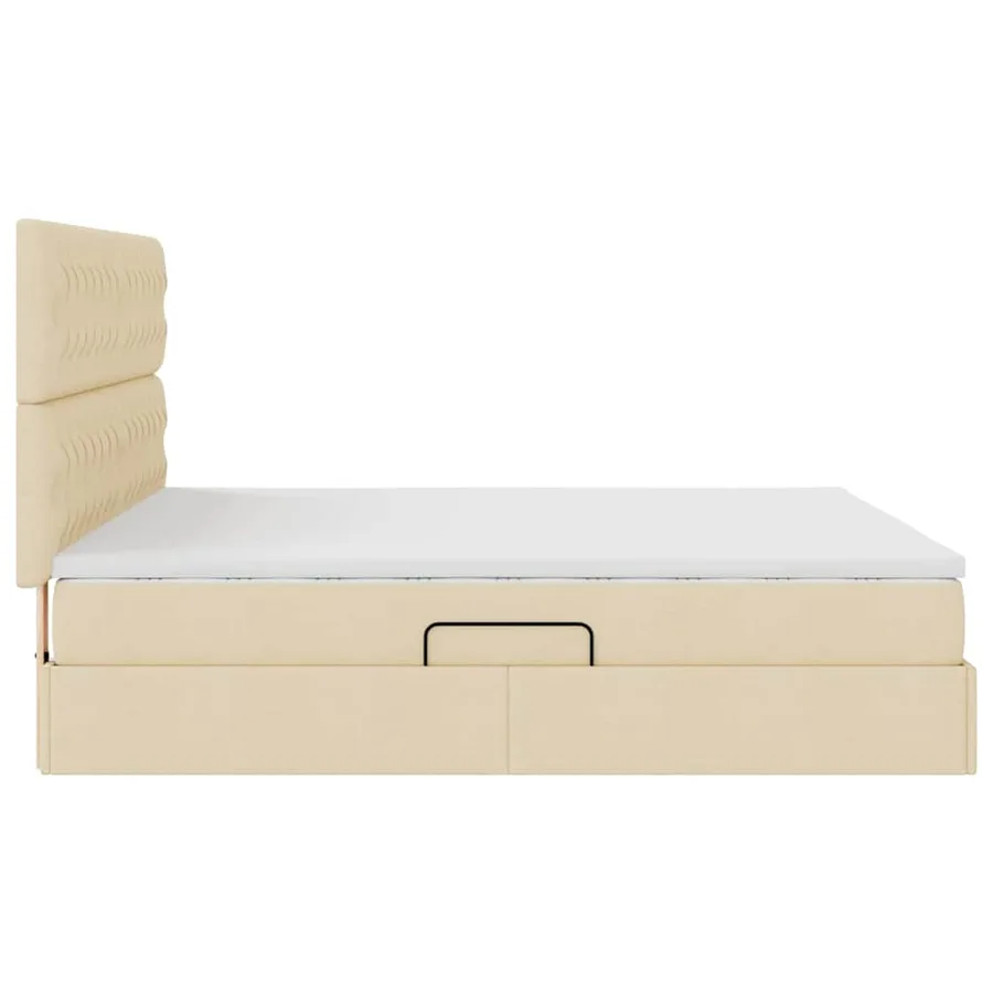 Lit avec rangement et matelas Crème 160 x 200 cm tissu - 8