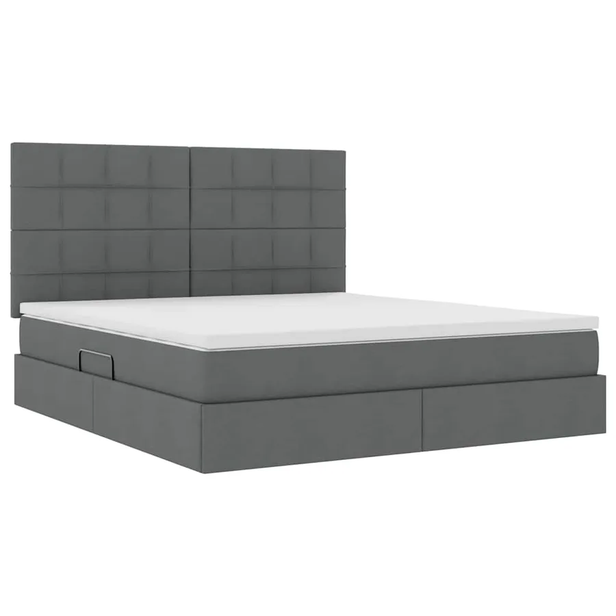 Lit avec rangement et matelas Gris foncé 160 x 200 cm tissu - 5