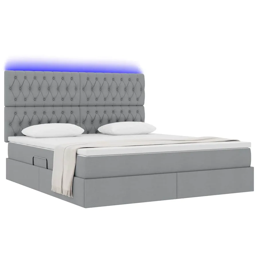 Lit de rangement LED avec matelas Gris clair 160 x 200 cm Tissu - 3