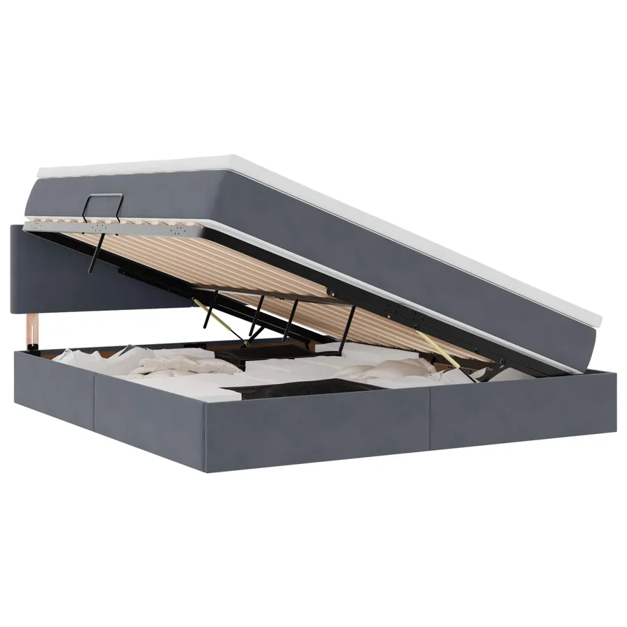 Lit de Rangement avec matelas Gris foncé 160 x 200 cm Velours - 2