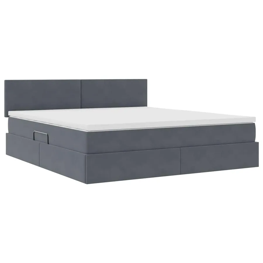 Lit de Rangement avec matelas Gris foncé 160 x 200 cm Velours - 5