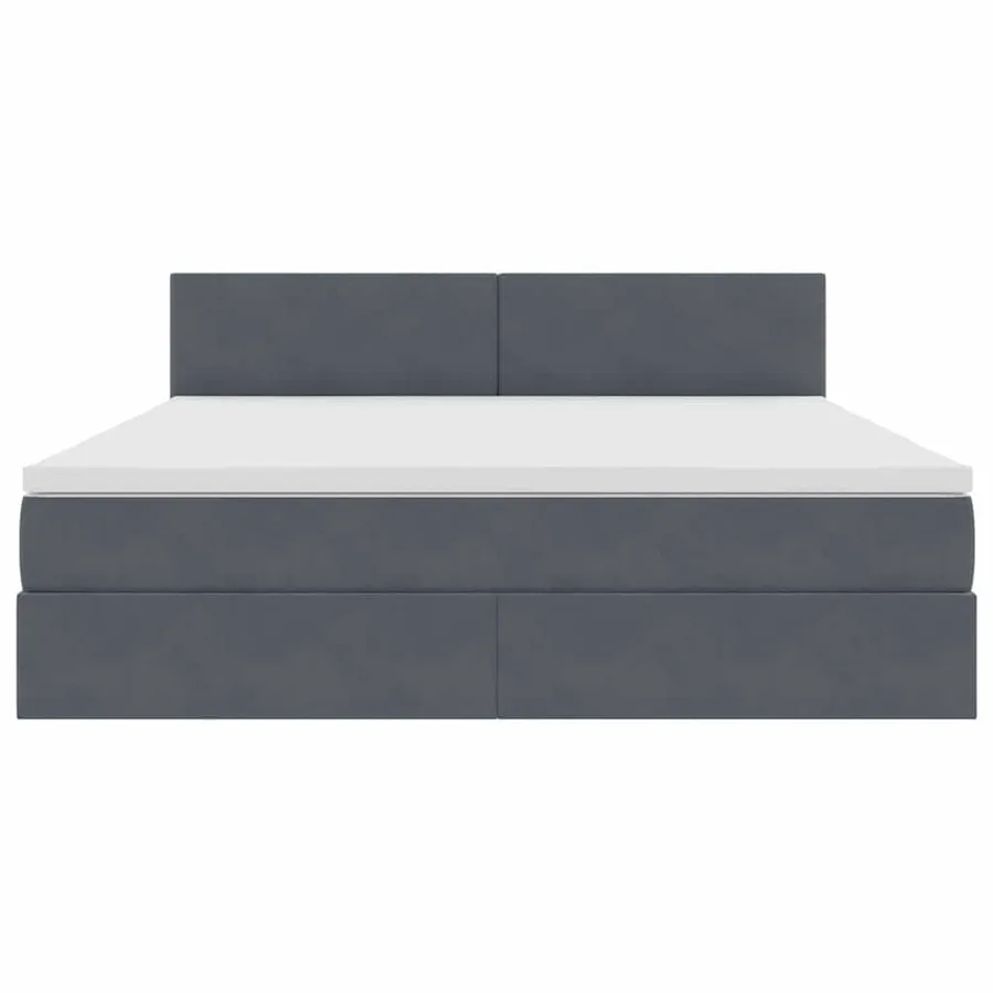 Lit de Rangement avec matelas Gris foncé 160 x 200 cm Velours - 7
