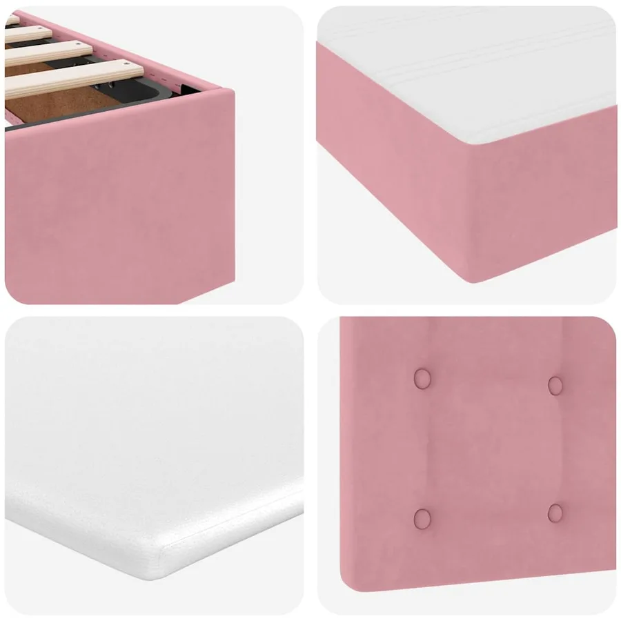 Lit avec rangement et matelas Rose 160 x 200 cm Velours - 12
