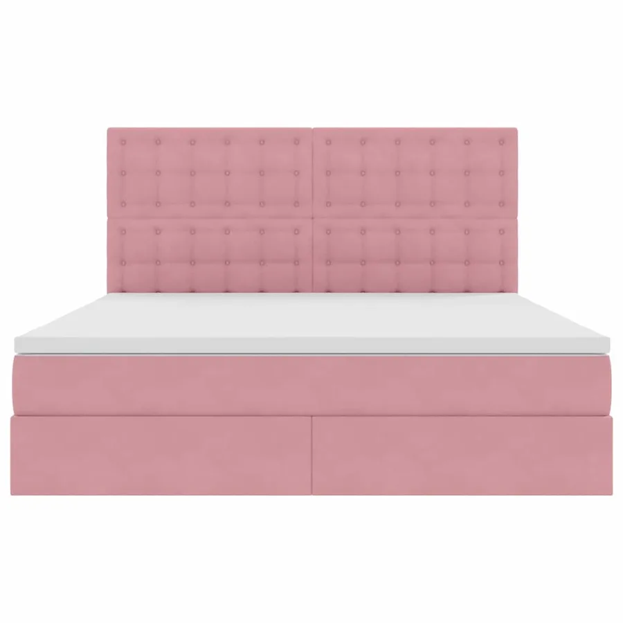 Lit avec rangement et matelas Rose 160 x 200 cm Velours - 7