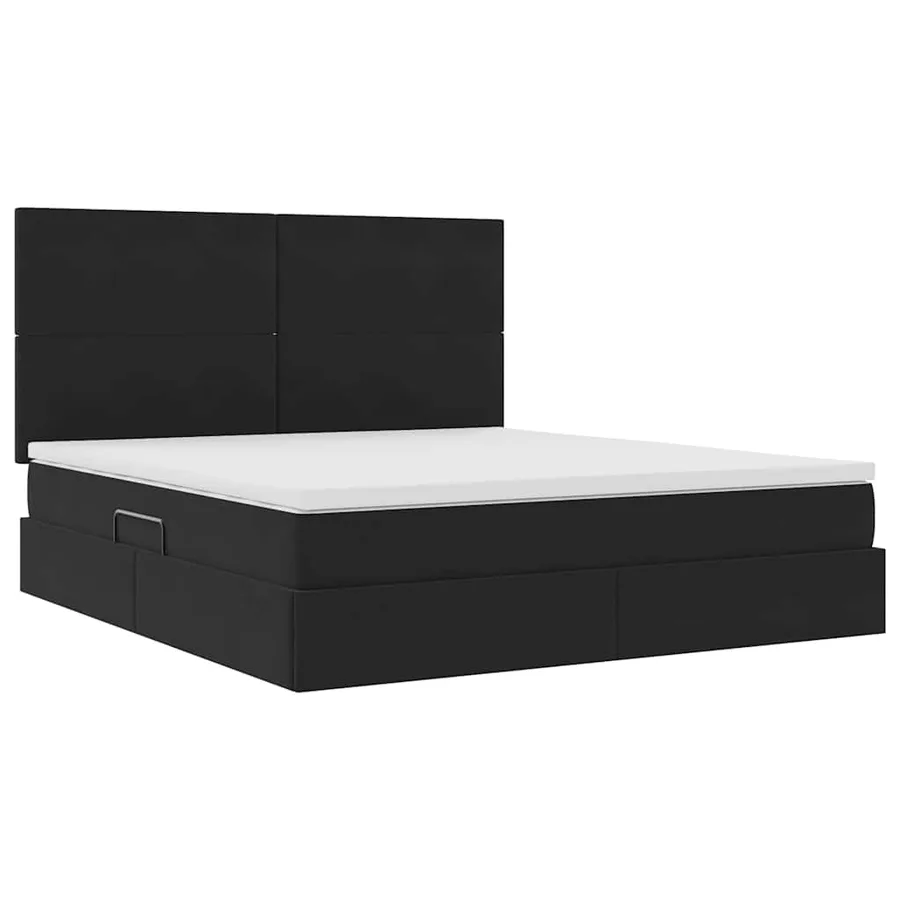 Lit de rangement LED avec matelas Noir 160 x 200 cm Velours - 6