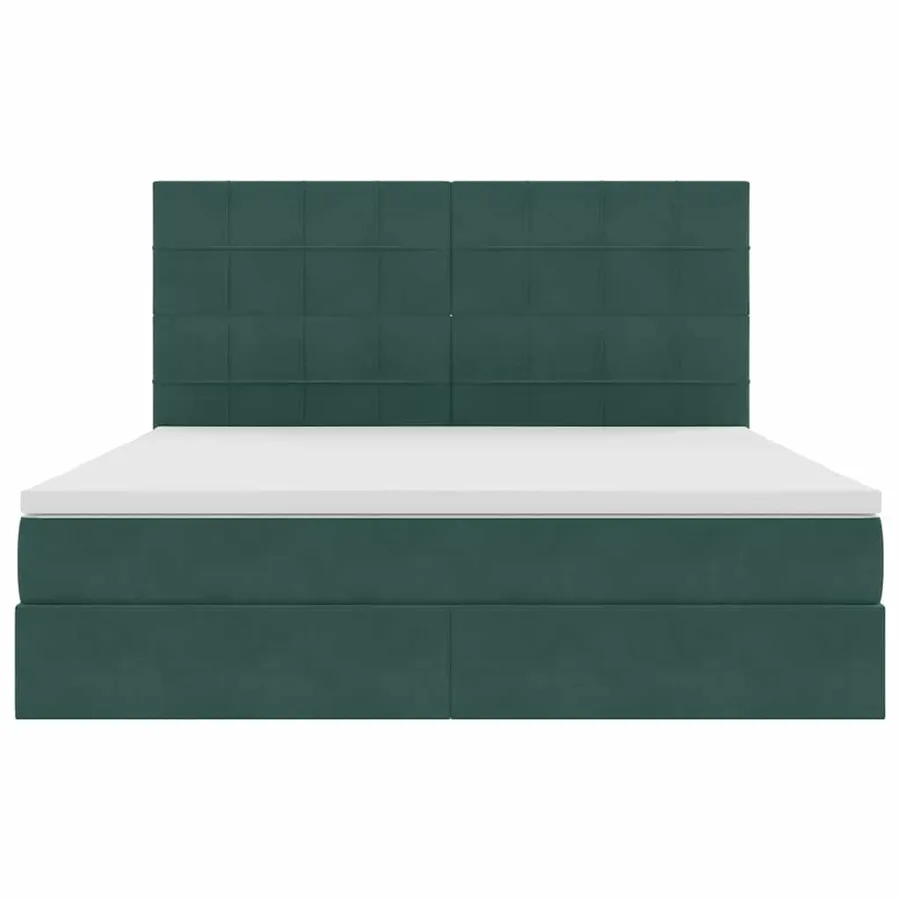 Lit avec rangement et matelas Vert foncé 160 x 200 cm Velours - 7