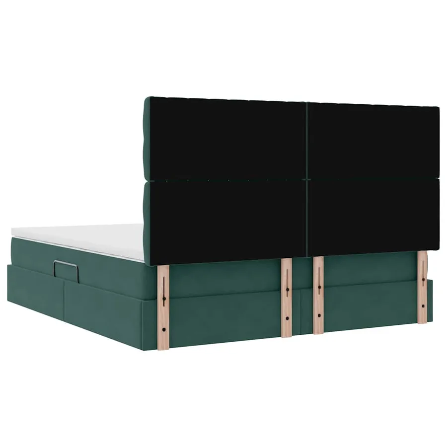 Lit de rangement LED avec matelas Vert foncé 160 x 200 cm - 12