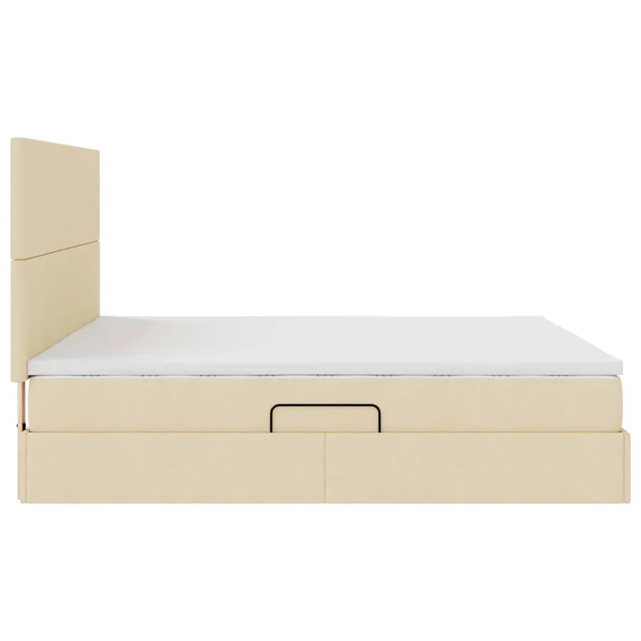 Lit de rangement LED avec matelas Crème 160 x 200 cm Tissu - 11