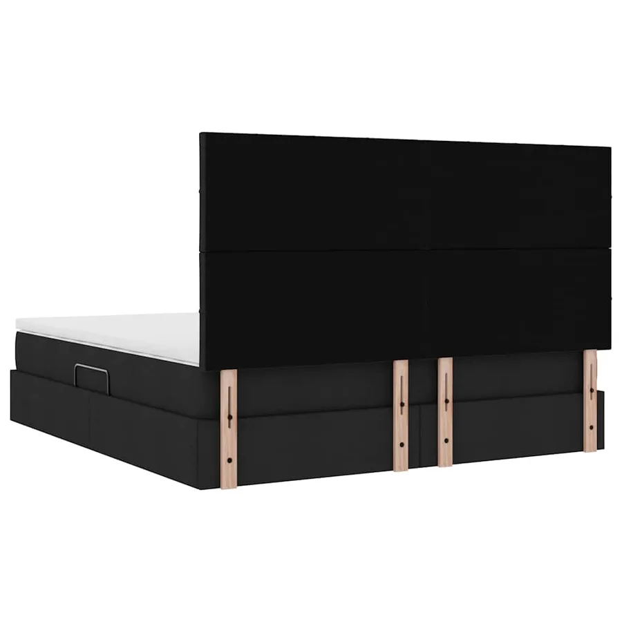 Lit de rangement LED avec matelas Noir 160 x 200 cm Tissu - 12