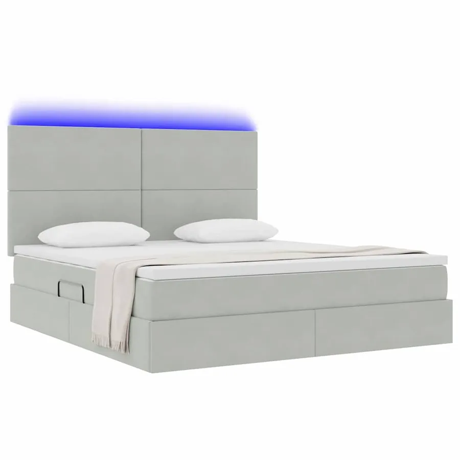 Lit de rangement LED avec matelas Gris clair 160 x 200 cm - 3