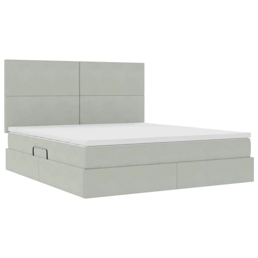 Lit de rangement LED avec matelas Gris clair 160 x 200 cm - 6