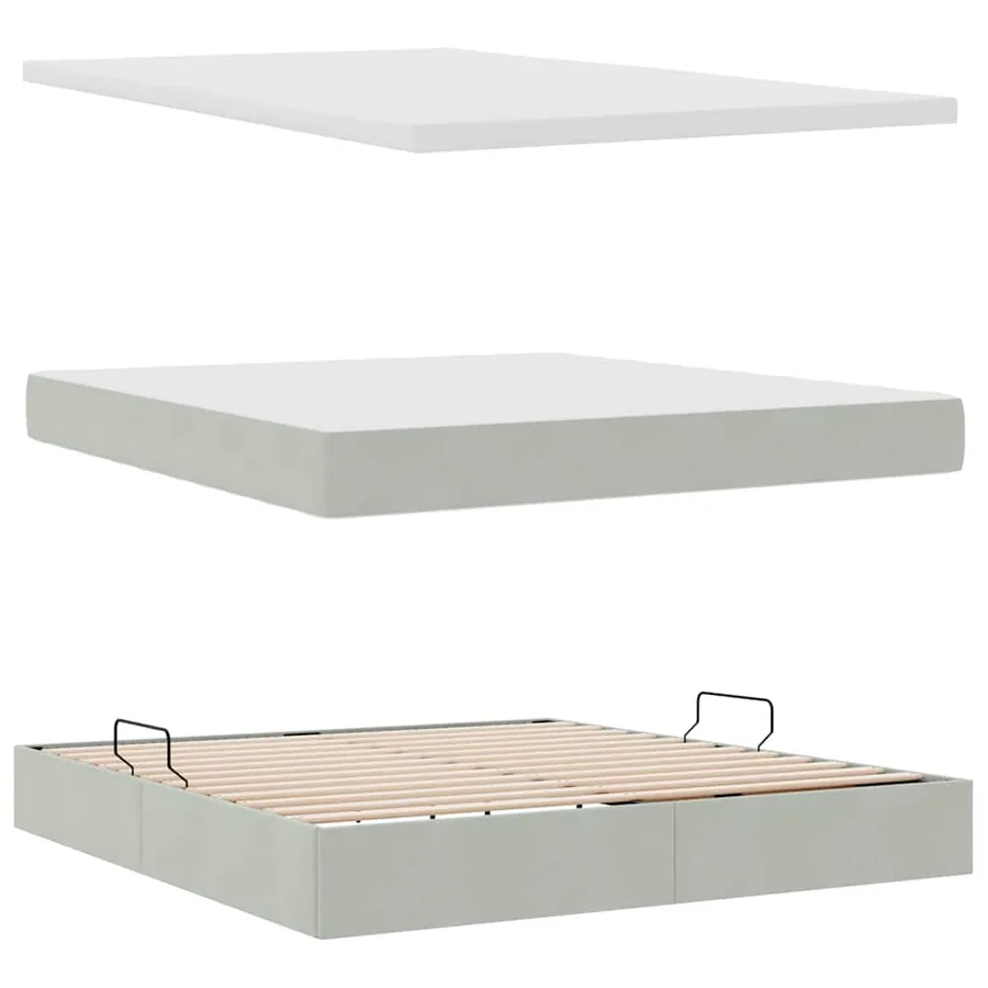 Lit de rangement LED avec matelas Gris clair 160 x 200 cm - 9