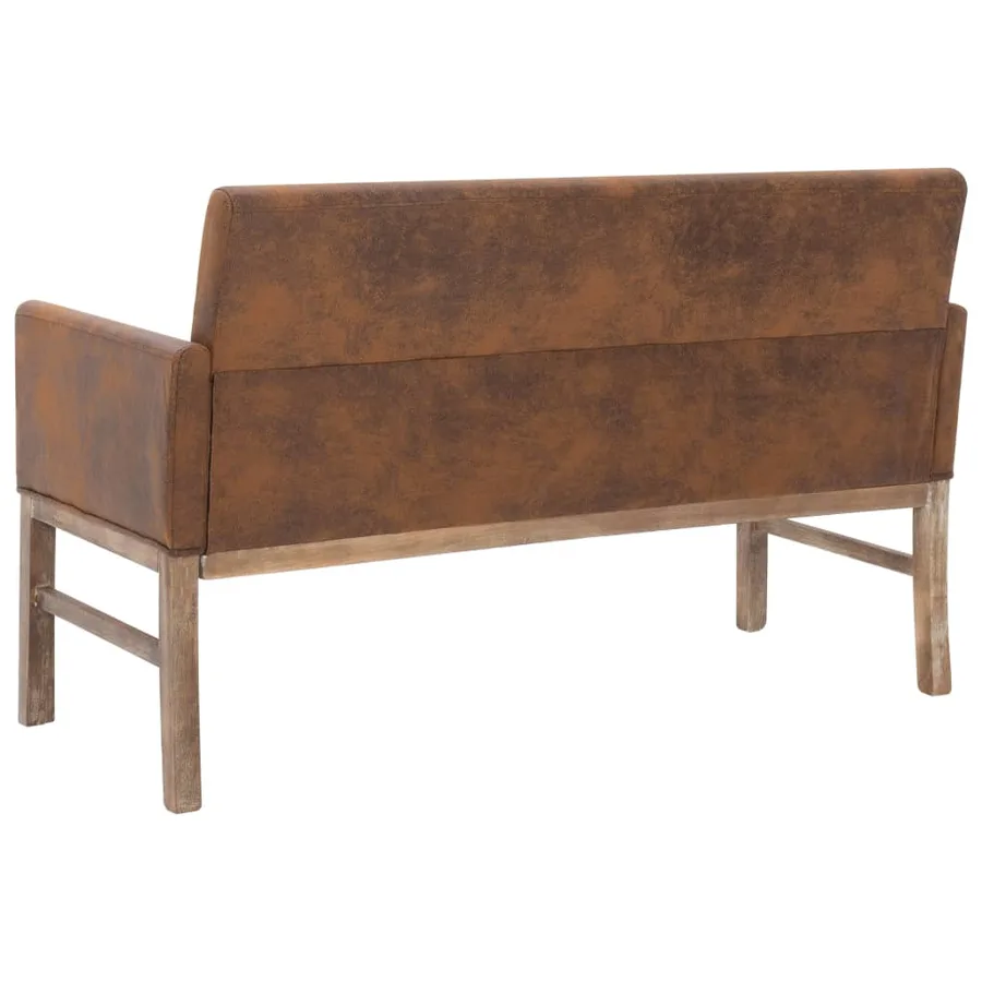 Banc avec accoudoir 140 cm Marron Similicuir daim - 5