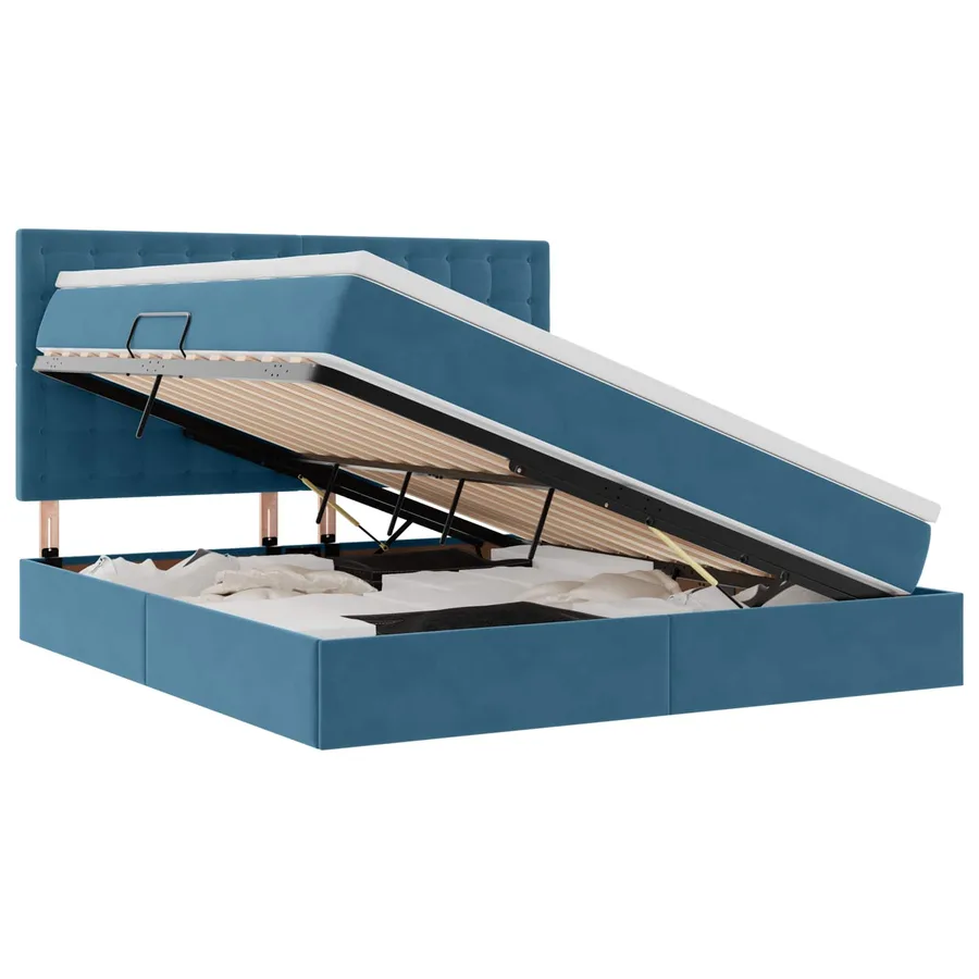 Lit de rangement LED avec matelas Bleu foncé 160 x 200 cm - 2