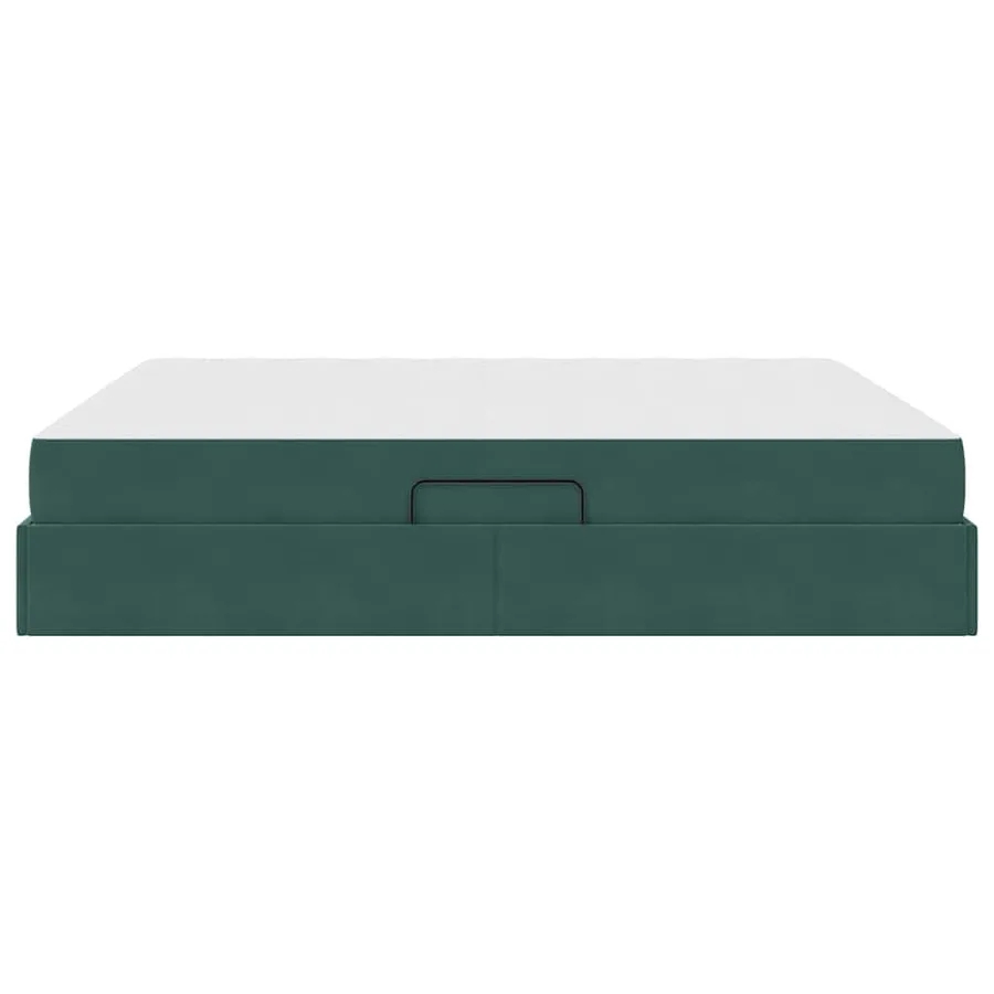 Lit avec rangement et matelas Vert foncé 160 x 200 cm Velours - 9