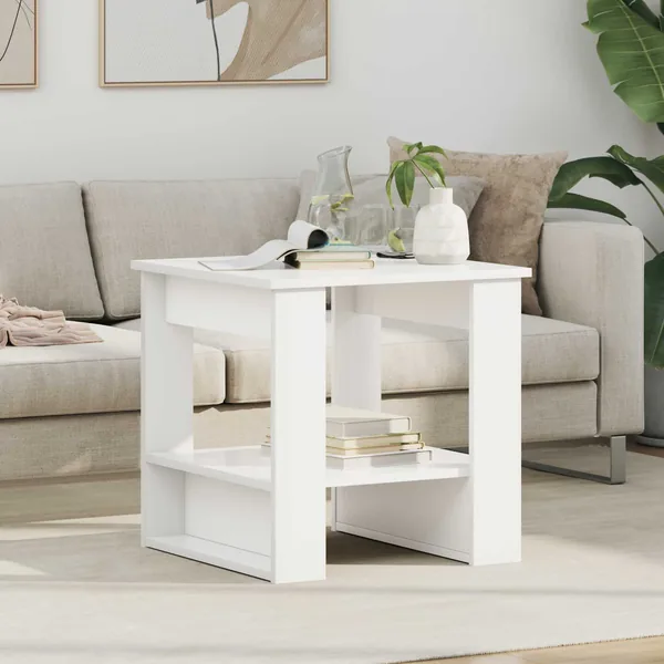 Table basse Blanc 51 x 50 x 50 cm Bois d'ingénierie