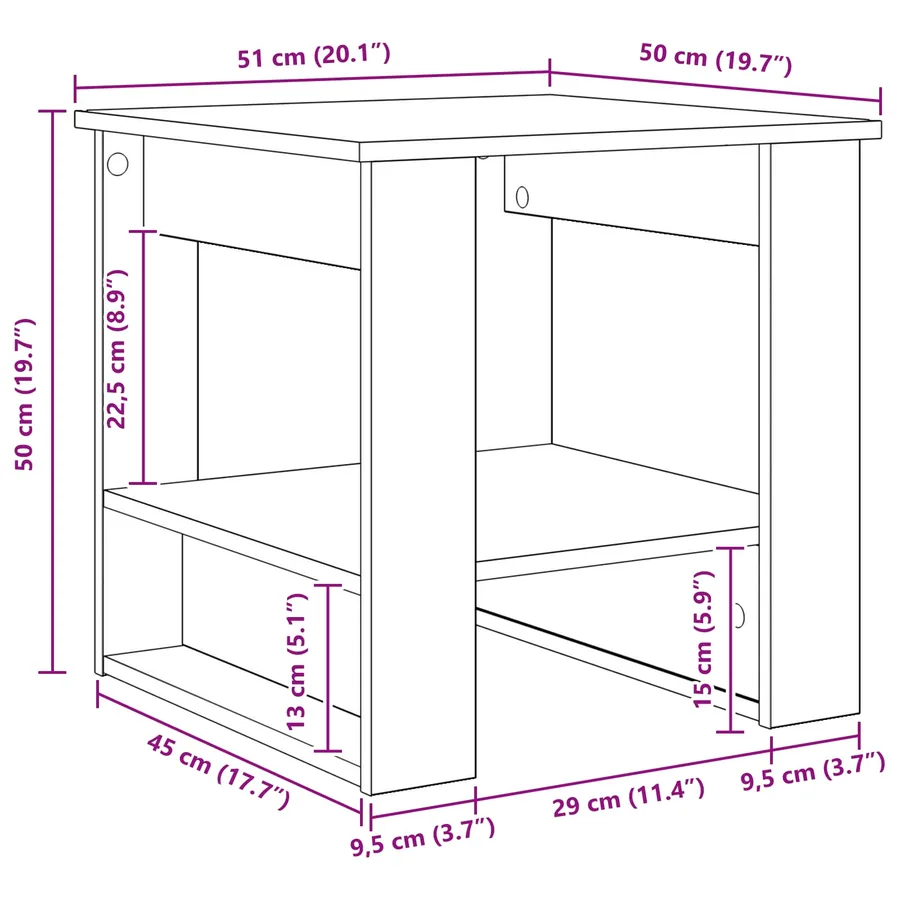 Table basse Blanc 51 x 50 x 50 cm Bois d'ingénierie - 8