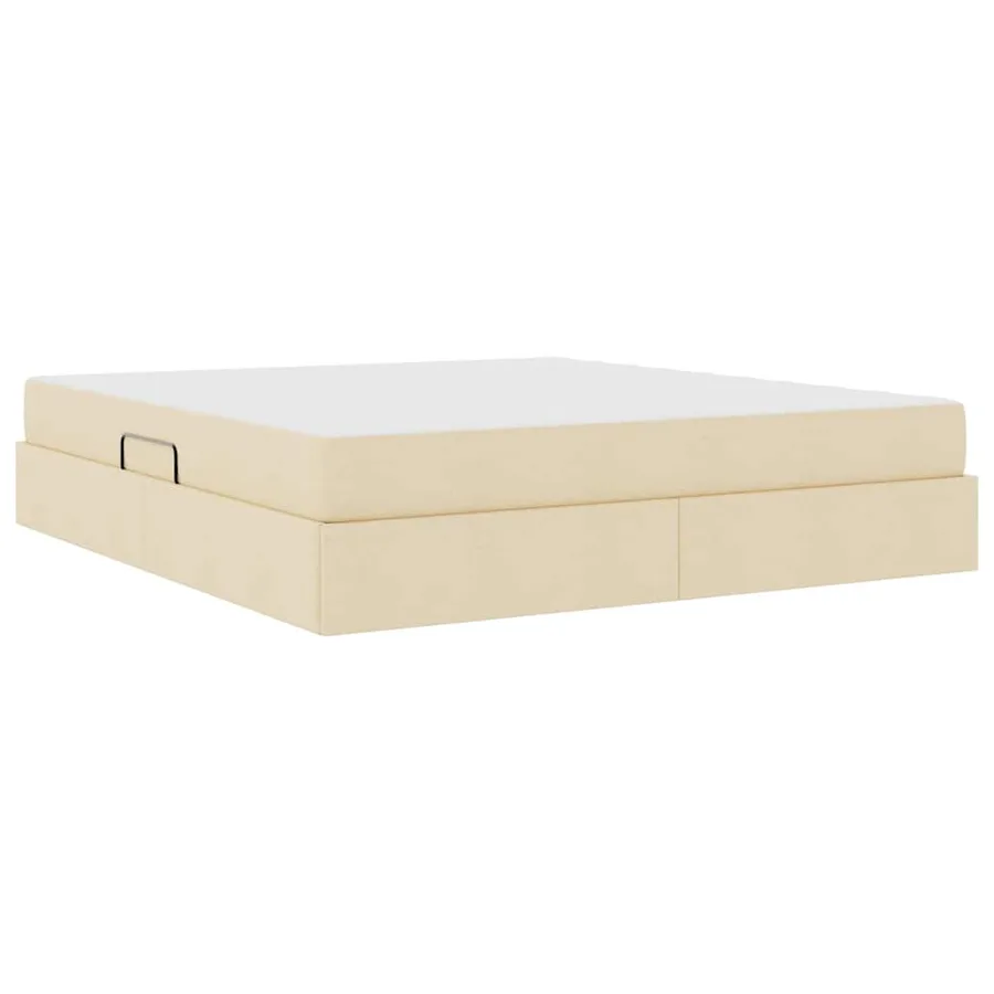 Lit avec rangement et matelas Crème 160 x 200 cm Polyester - 5