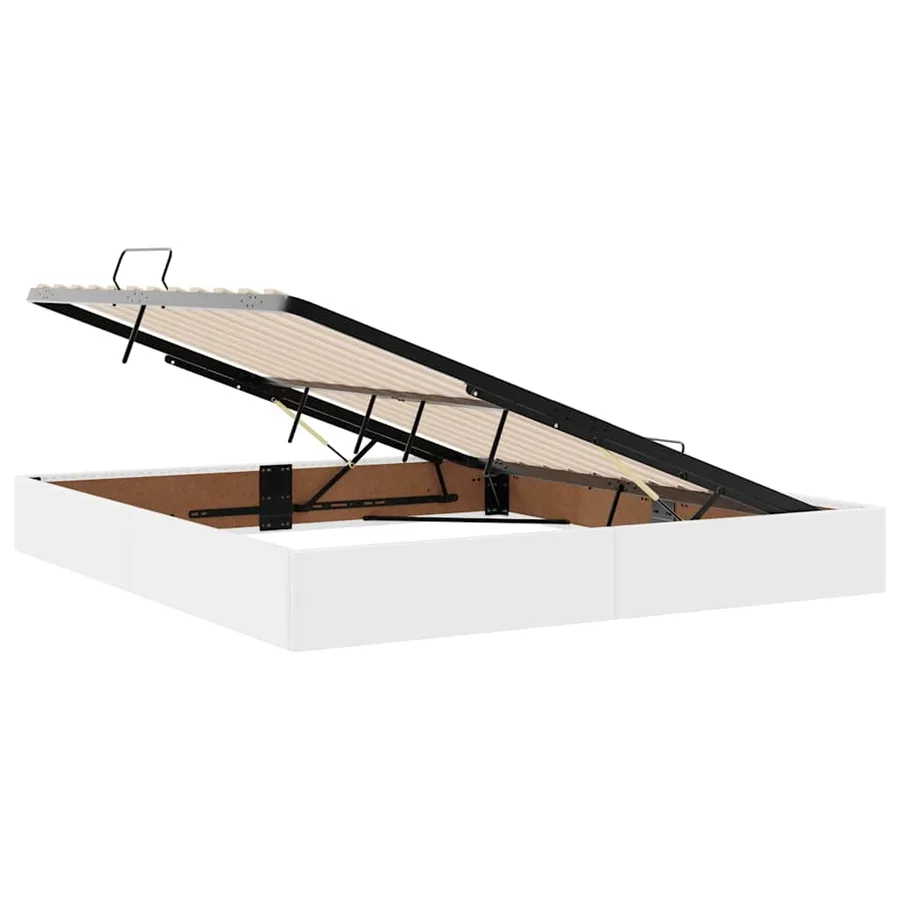Lit avec rangement et matelas avec matelas 2 pcs Blanc Cuir - 6