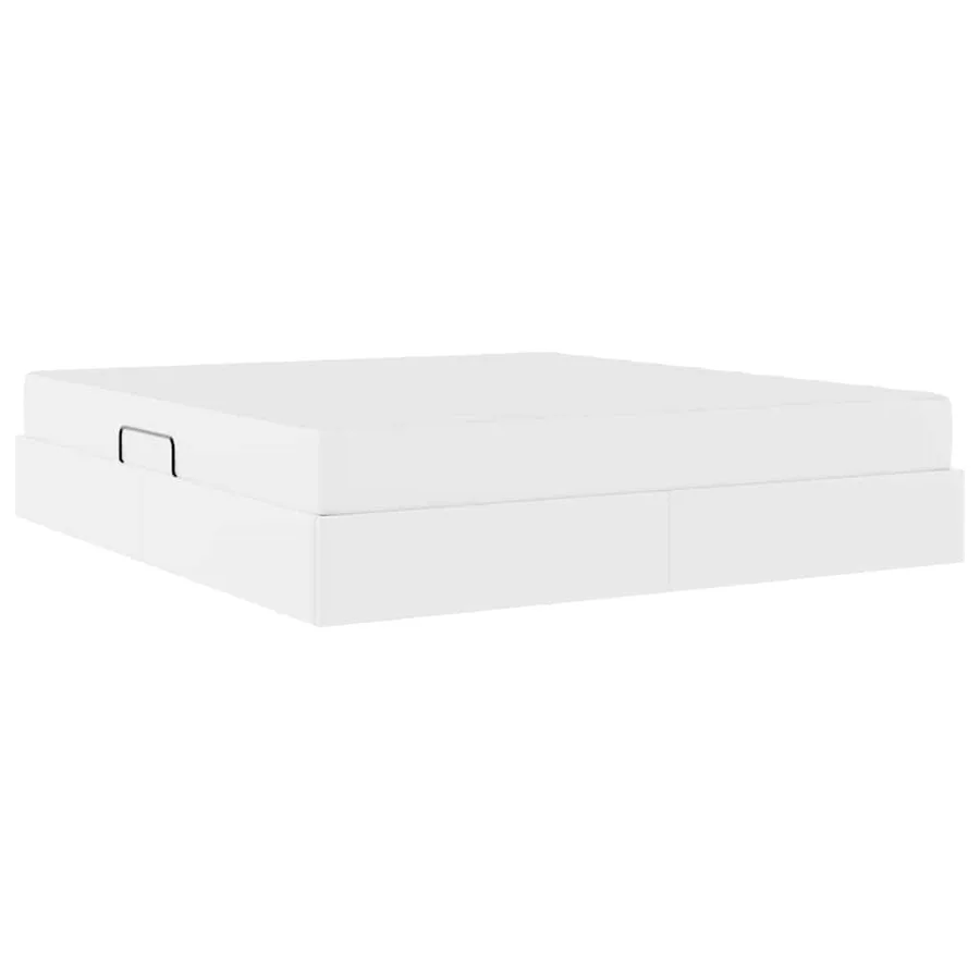 Lit avec rangement et matelas avec matelas 2 pcs Blanc Cuir - 8