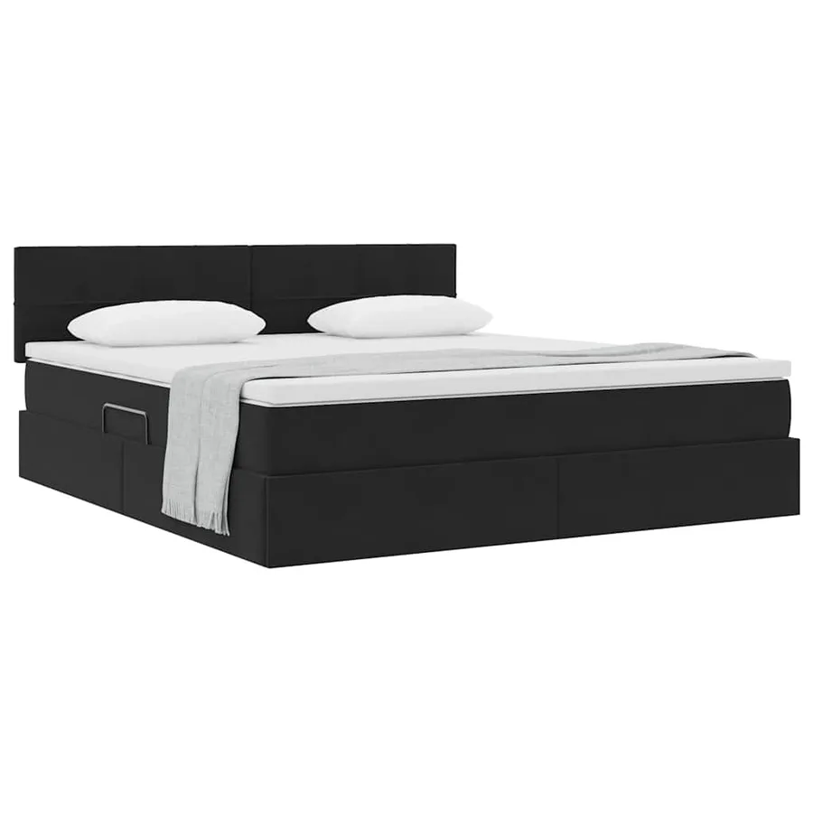Lit de Rangement avec matelas Noir 160 x 200 cm Velours - 3