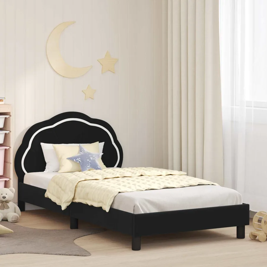 Cadre de lit pour enfants avec tête de lit Noir 90 x 190 cm