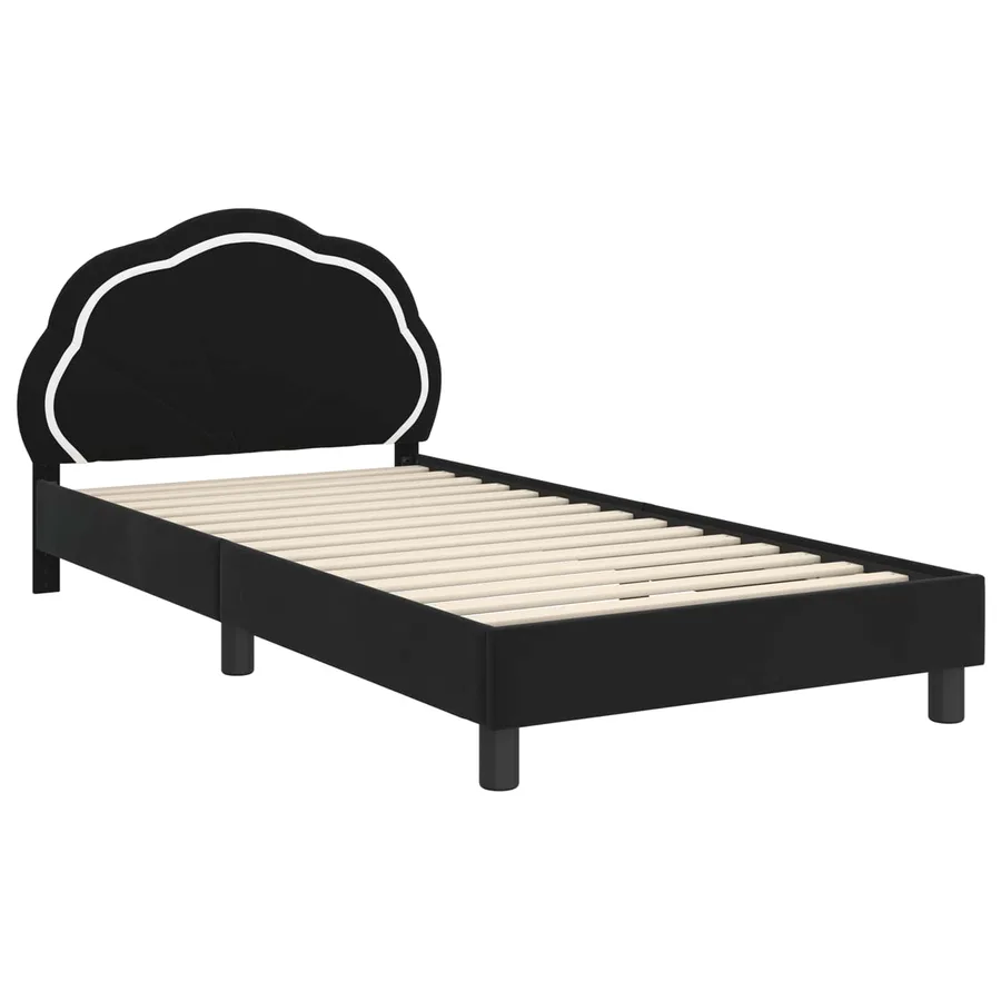 Cadre de lit pour enfants avec tête de lit Noir 90 x 190 cm - 4