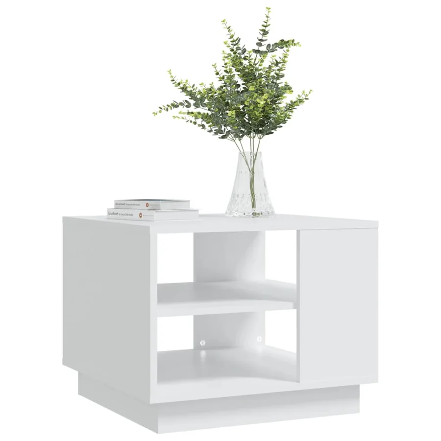 Table basse blanc 55x55x43 cm bois d'ingénierie - 6
