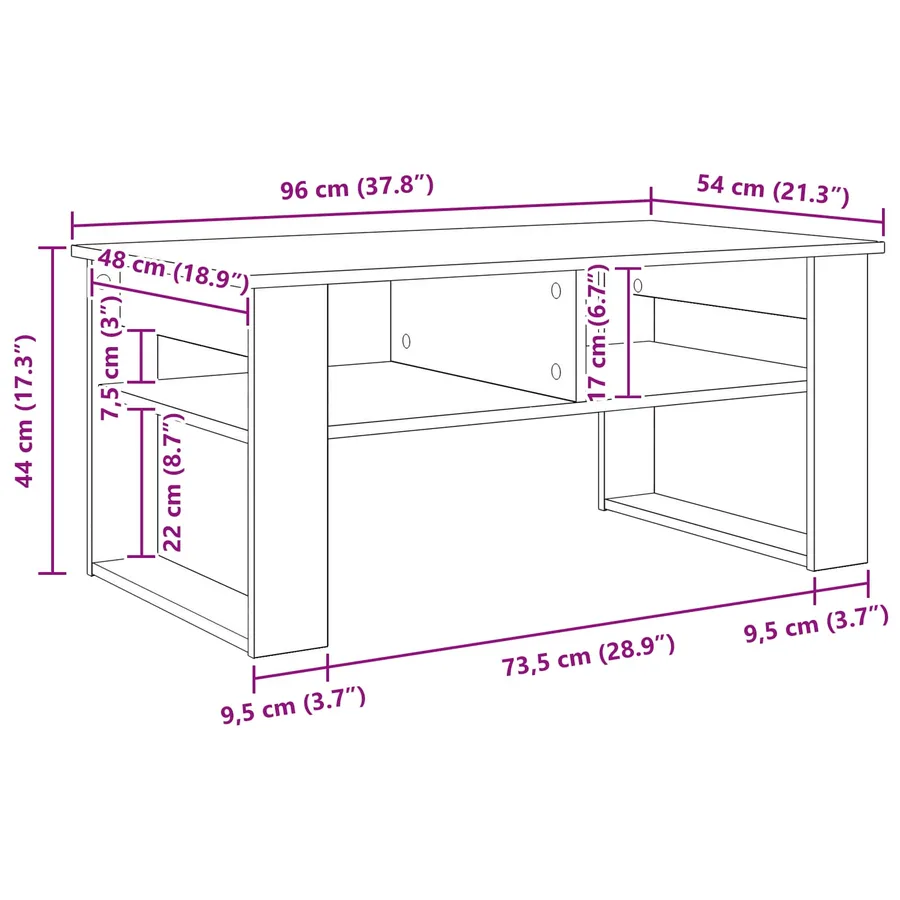 Table basse Chêne noir 96 x 54 x 44 cm Bois d'ingénierie - 8