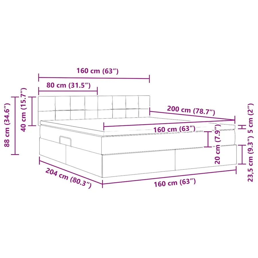 Lit de rangement LED avec matelas Gris clair 160 x 200 cm - 17