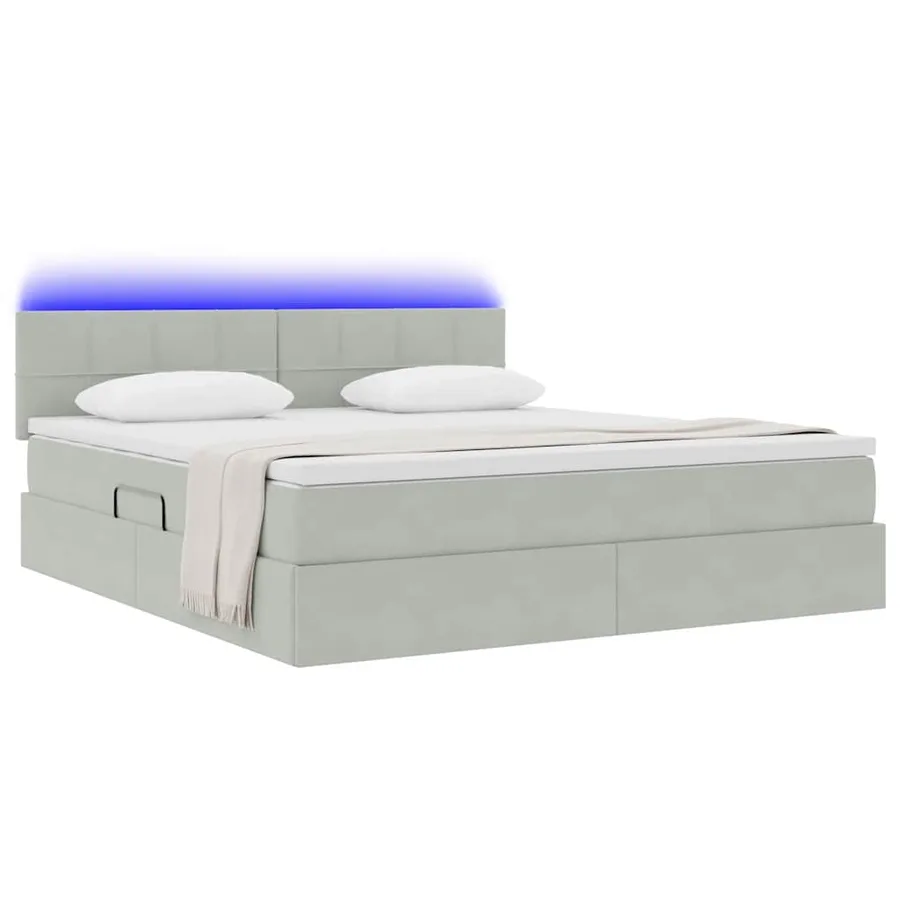 Lit de rangement LED avec matelas Gris clair 160 x 200 cm - 3