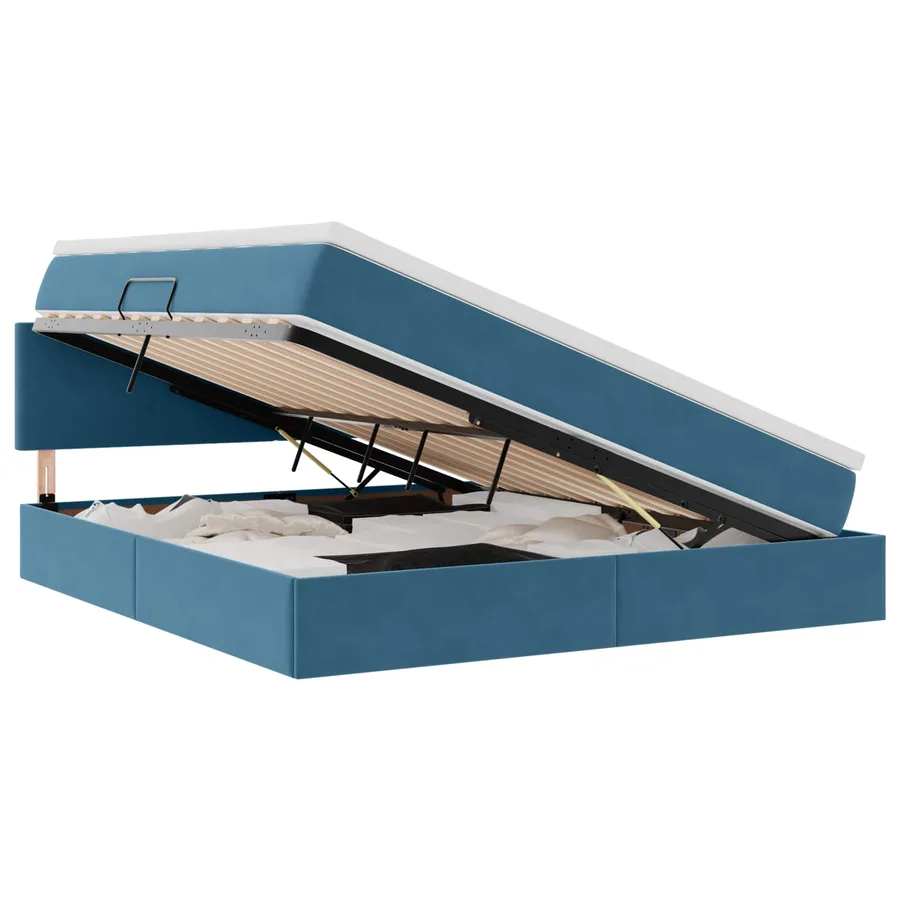Lit de rangement LED avec matelas Bleu foncé 160 x 200 cm - 2