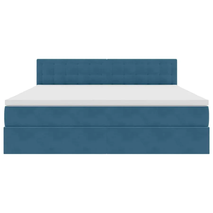 Lit de Rangement avec matelas Bleu foncé 160 x 200 cm Velours - 7