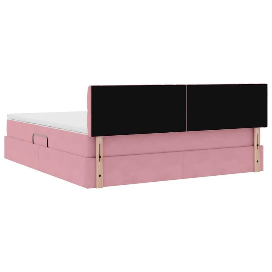 Lit de Rangement avec matelas Rose 160 x 200 cm Velours - 11