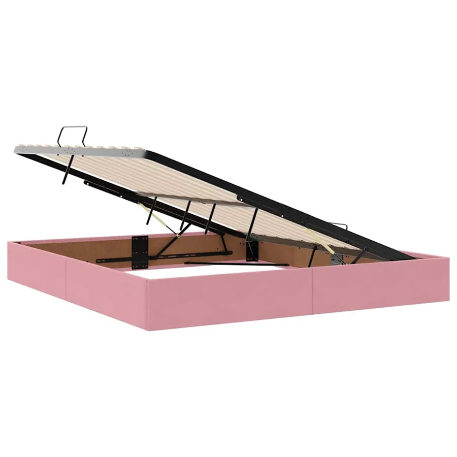 Lit de Rangement avec matelas Rose 160 x 200 cm Velours - 6