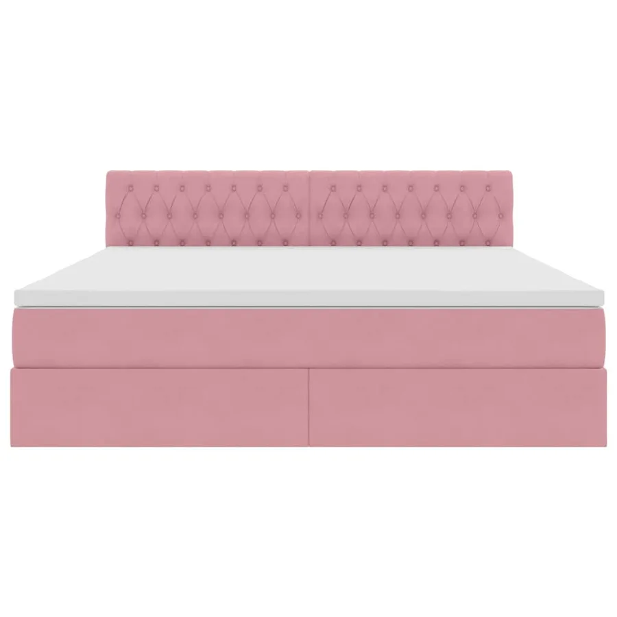 Lit de Rangement avec matelas Rose 160 x 200 cm Velours - 7