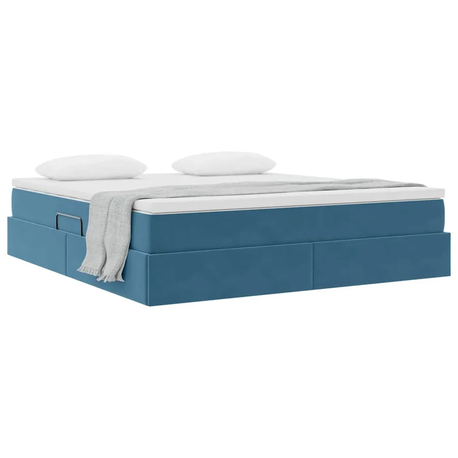 Lit avec rangement et matelas Bleu foncé 160 x 200 cm Velours - 3