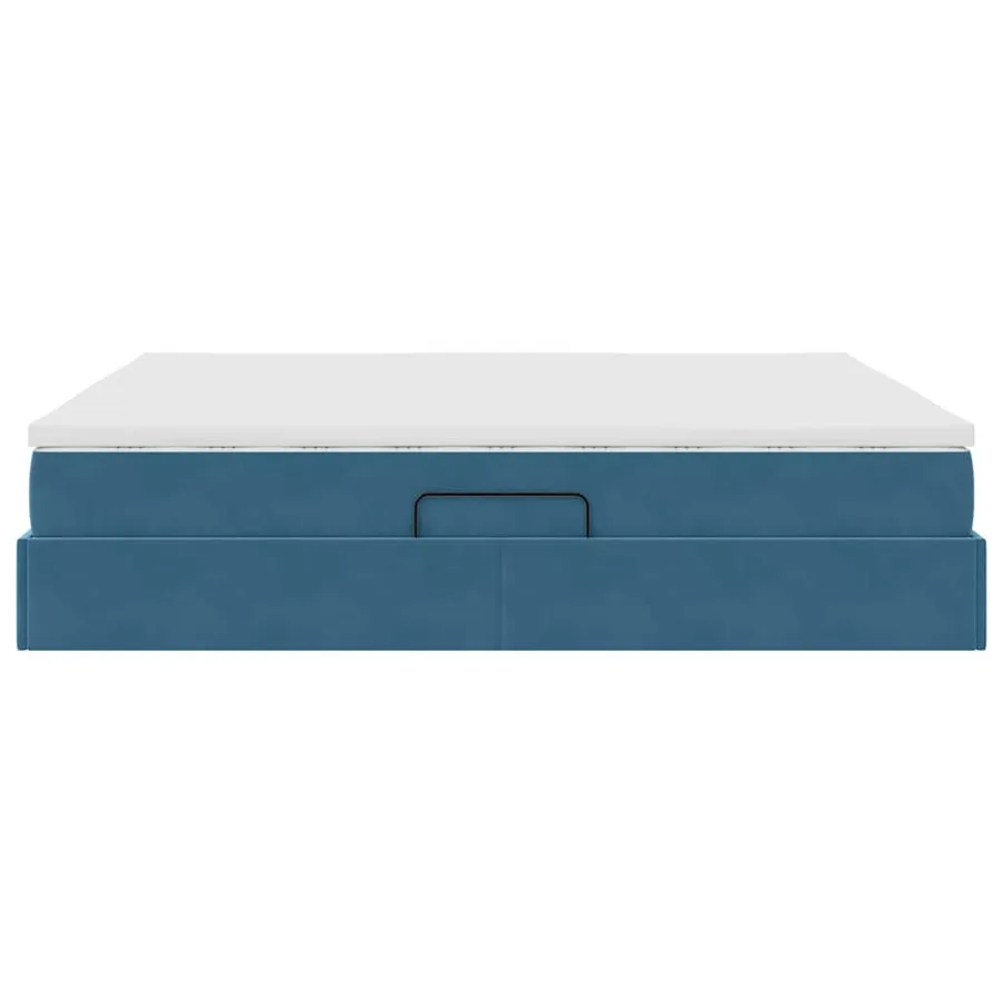 Lit avec rangement et matelas Bleu foncé 160 x 200 cm Velours - 9