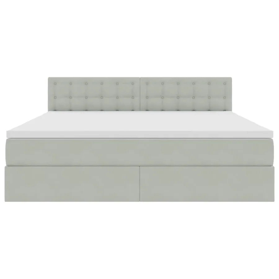 Lit de Rangement avec matelas Gris clair 160 x 200 cm Velours - 7