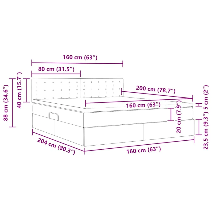 Lit avec rangement et matelas Gris clair 160 x 200 cm - 16