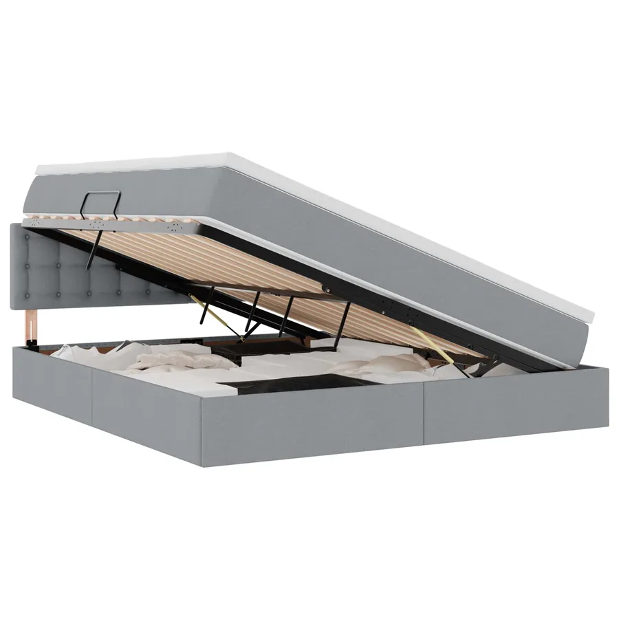 Lit avec rangement et matelas Gris clair 160 x 200 cm - 2