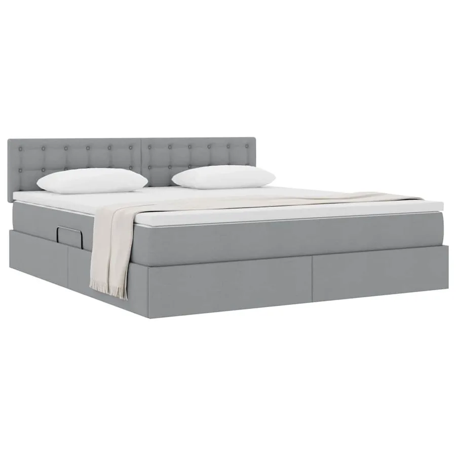 Lit avec rangement et matelas Gris clair 160 x 200 cm - 3