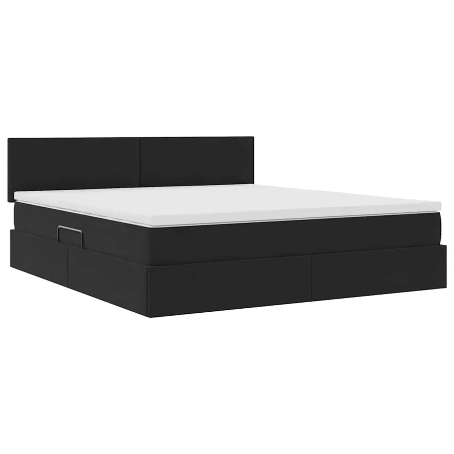 Lit de rangement LED avec matelas Noir 160 x 200 cm Velours - 6