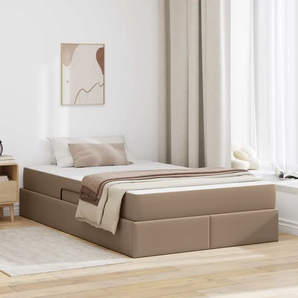 Lit avec rangement et matelas 2 pcs Cappuccino Cuir